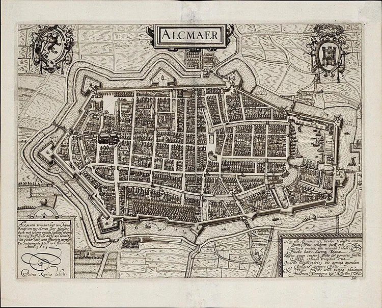 Plattegrond van Alkmaar in 1603. Door Pieter van der Keere - Universiteitsbibliotheek Amsterdam